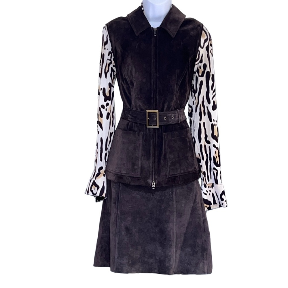 Suede Brown Vest and Skirt Set